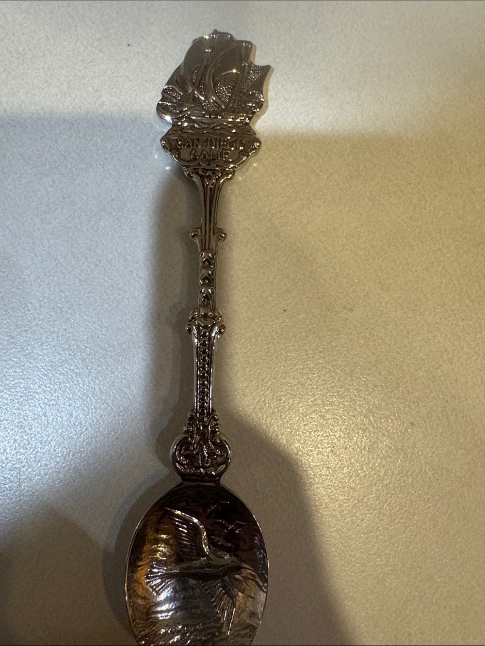 SAN DIEGO CALIF. Collector Silver-Tone Decorative Spoon with Bird Motif
